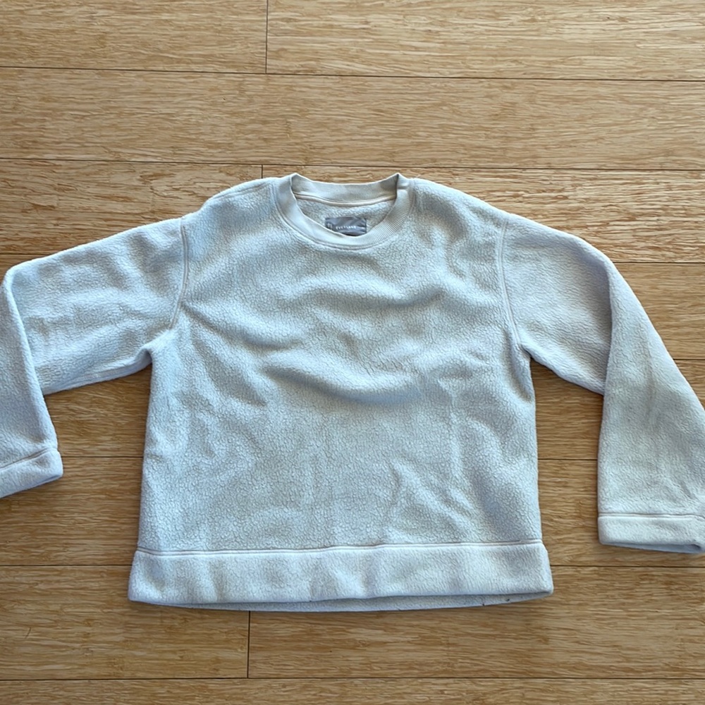Everlane Fleece Teddy Sweatshirt M in Cream